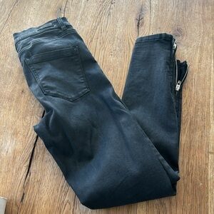 BlankNYC The Bond Coated Skinny Jeans black zip up ankle